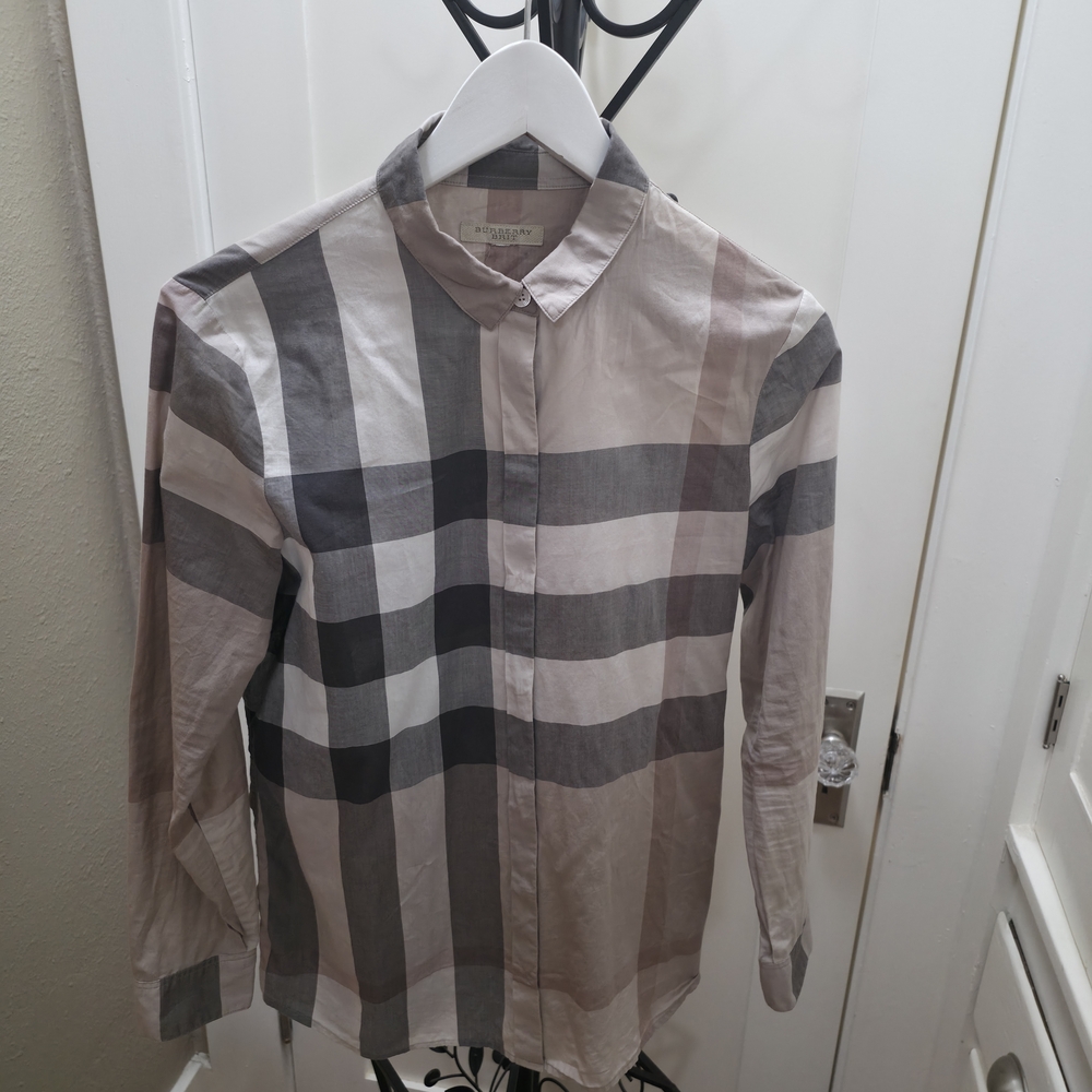 Burberry Checkered Shirt in Gray and Cream